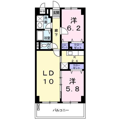 SAKURAGRACE(2LDK/2階)の間取り写真
