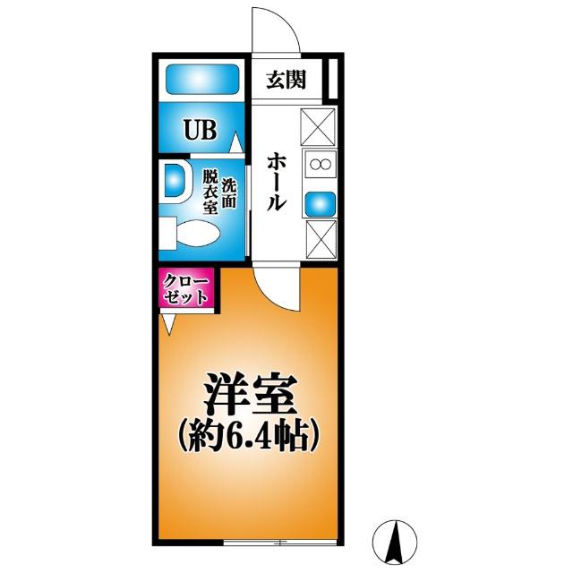 ウエストガーデン吉川高富II(1K/3階)の間取り写真