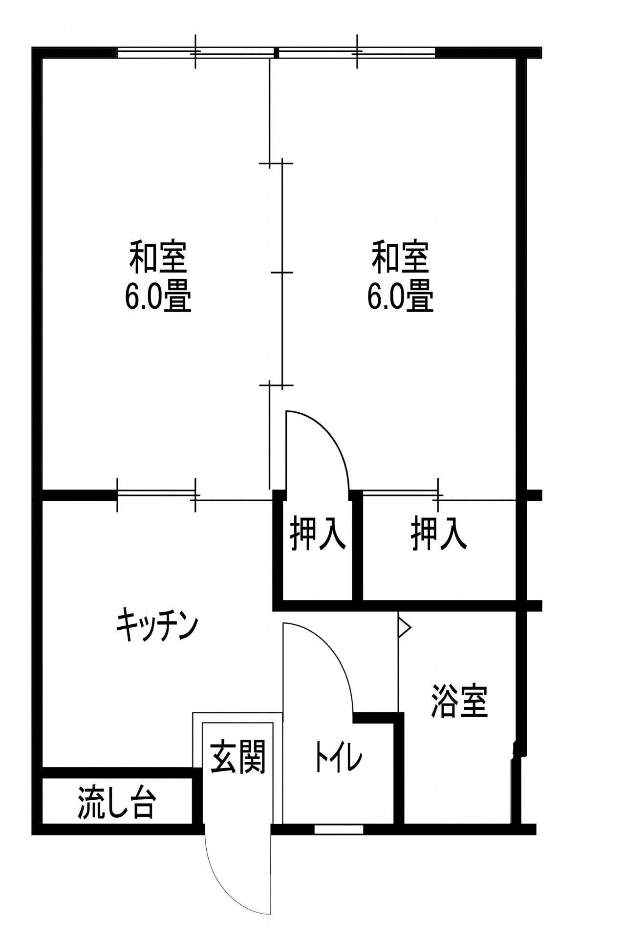 コーポ落合(2DK/2階)の間取り写真