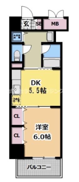 エスポワール(1DK/4階)の間取り写真