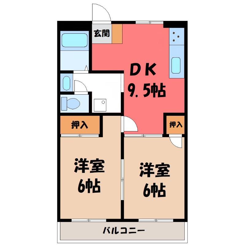ラポール16(2DK/3階)の間取り写真