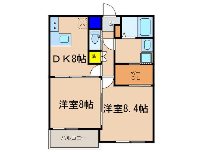 ルーミネス芦谷五番館(2DK/2階)の間取り写真