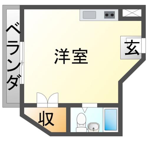 プライムプラザ五月が丘(ワンルーム/2階)の間取り写真