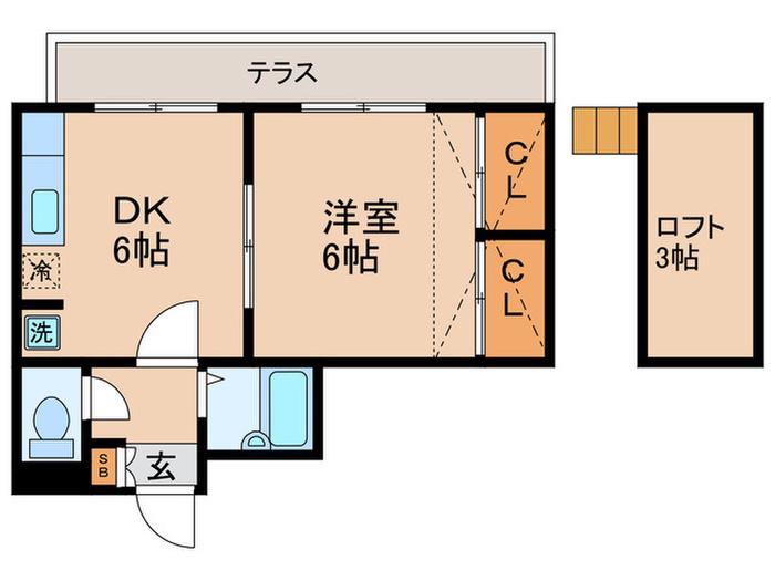 アイパレス(1DK/1階)の間取り写真