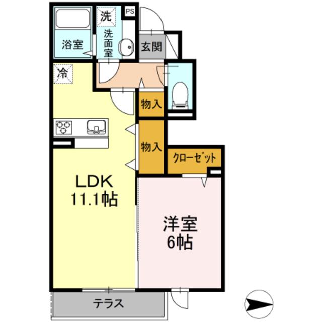 メグ光が丘(1LDK/1階)の間取り写真