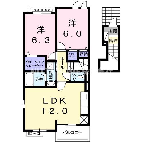 かさべるで石原(1LDK/1階)の間取り写真