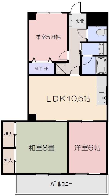 成和第二ビル(3LDK/2階)の間取り写真