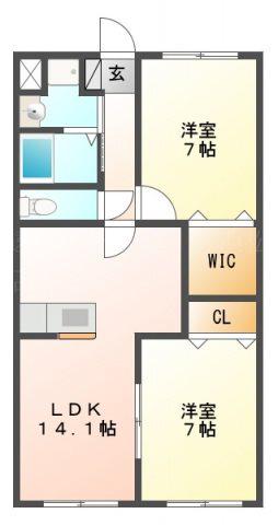 キャメロット(2LDK/1階)の間取り写真