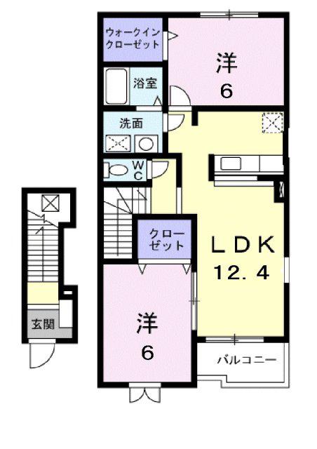 ファミリータイズI(2LDK/2階)の間取り写真