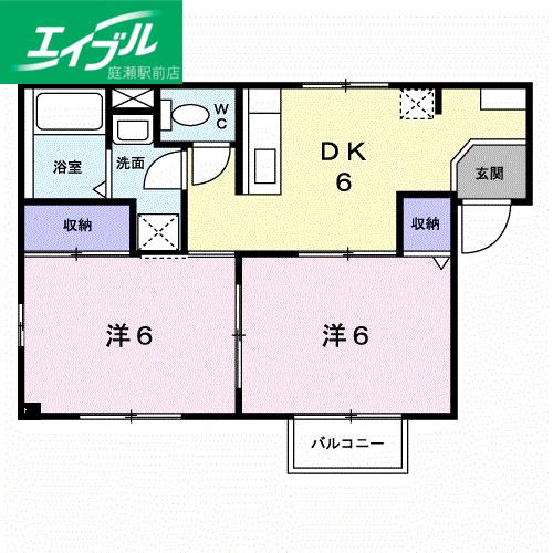 エリアール(2DK/1階)の間取り写真