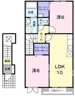 ラフォンテーヌ(2LDK/2階)の間取り写真