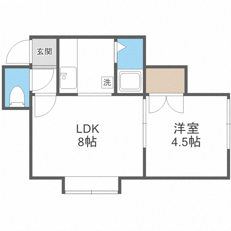 地下鉄南北線 北３４条駅 徒歩8分 3階建 築31年(1DK/2階)の間取り写真