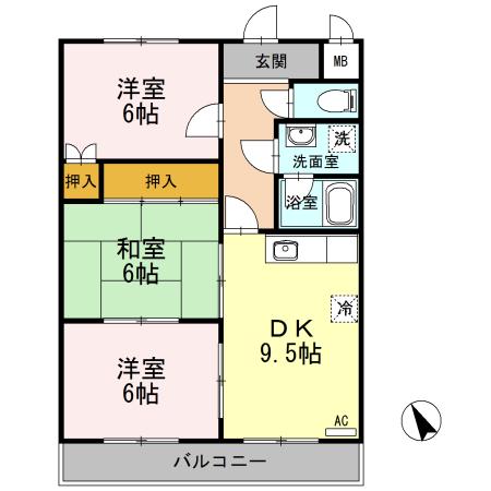 アゼリア祇園(3LDK/4階)の間取り写真