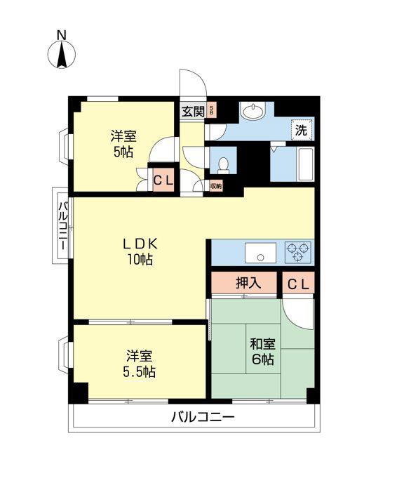 サンハイム(3LDK/3階)の間取り写真