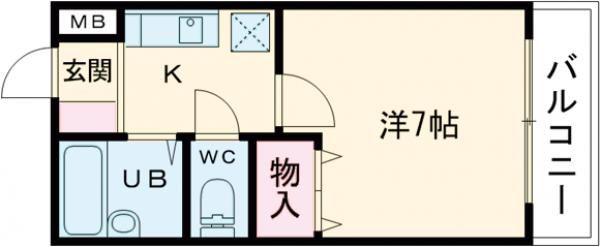 アーバンハイツ竹の内(1K/3階)の間取り写真