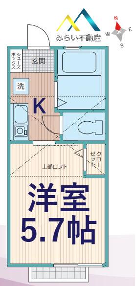G・Aヒルズ保土ヶ谷A棟(1K/2階)の間取り写真