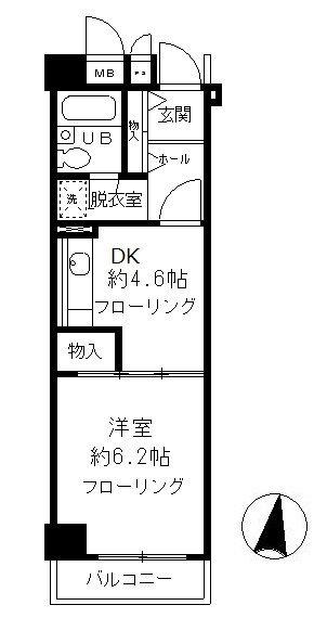 松戸駅前ハイツ(1DK/4階)の間取り写真