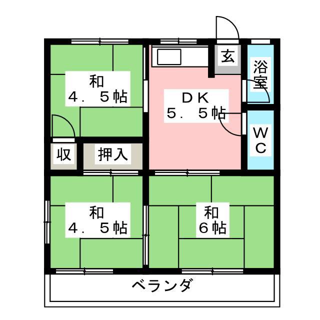 パークハイツ(3DK/2階)の間取り写真