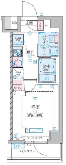 ジェノヴィア堀切菖蒲園(1K/4階)の間取り写真
