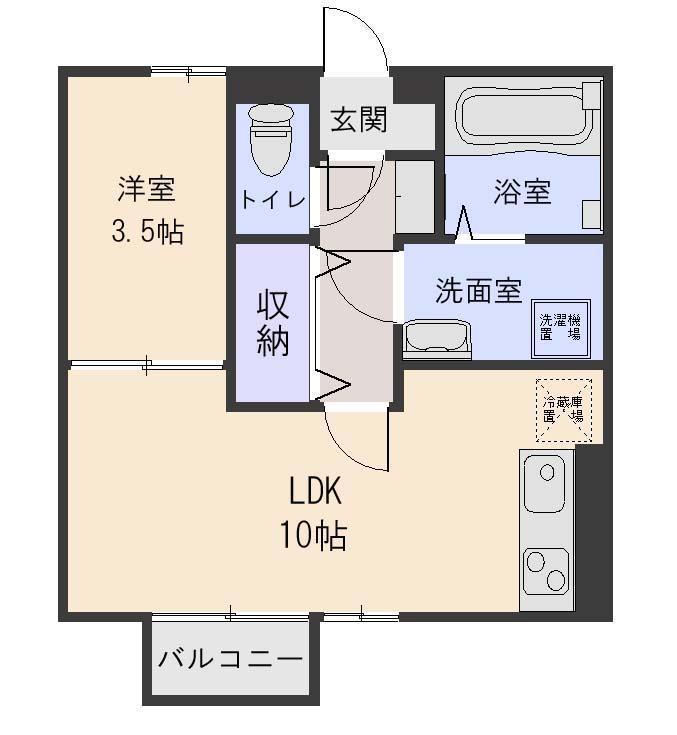 セジュール中ノ島B(1LDK/2階)の間取り写真