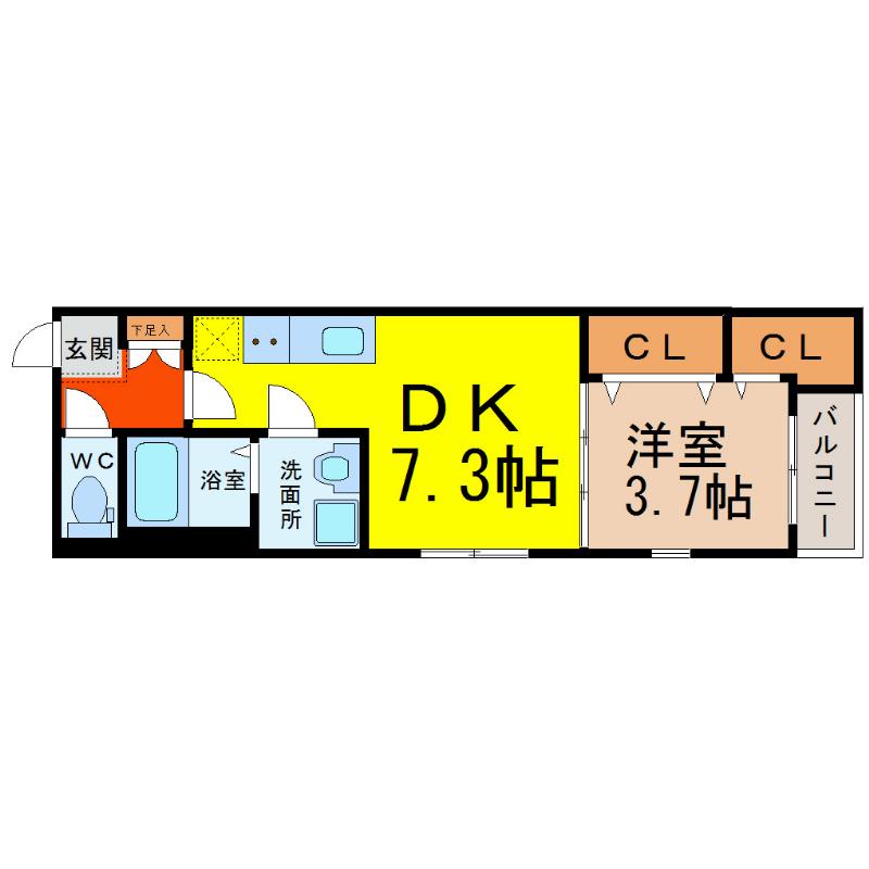 グランフェリーチェ(1LDK/3階)の間取り写真
