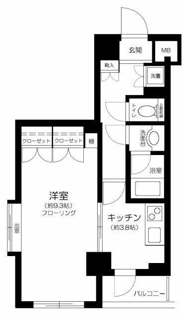 パレステュディオ新宿パークサイド(1K/7階)の間取り写真