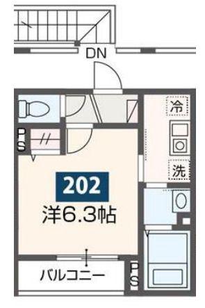 メルディア松戸(1K/2階)の間取り写真