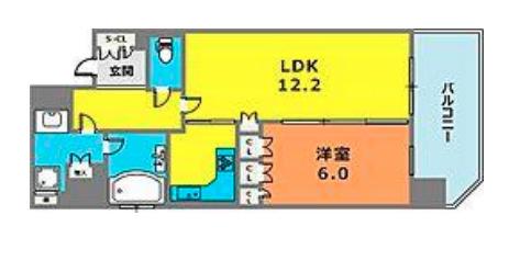 リーガル神戸海岸通(1LDK/6階)の間取り写真