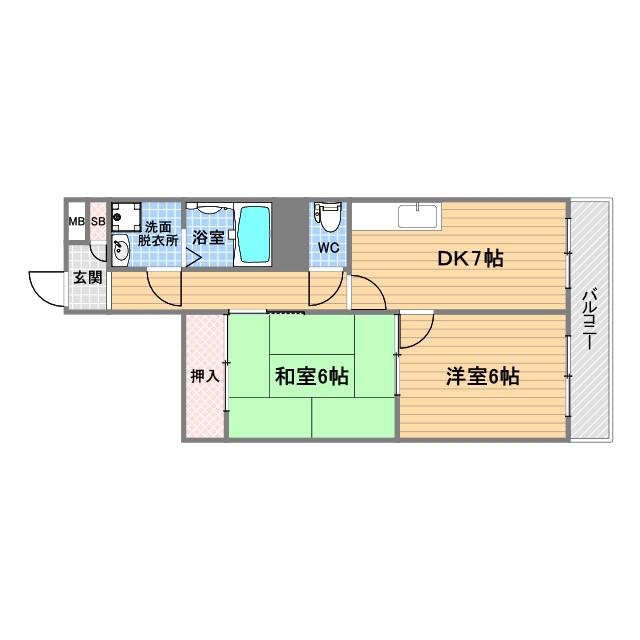 アスク甲子園(2DK/2階)の間取り写真