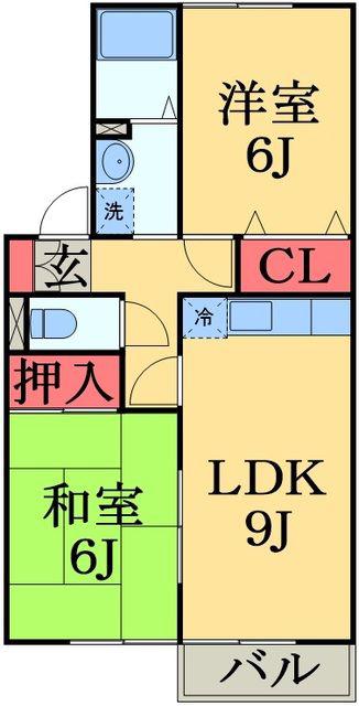 クレールシャンブルB(2LDK/1階)の間取り写真