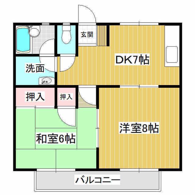ハイツ宮本A棟(2DK/1階)の間取り写真