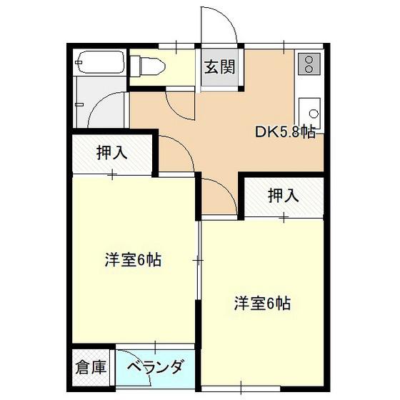 ケンハウスA(2DK/1階)の間取り写真