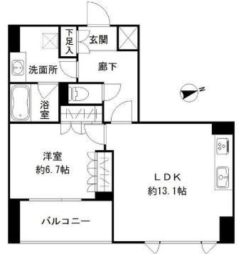 RODIA立川(1LDK/9階)の間取り写真