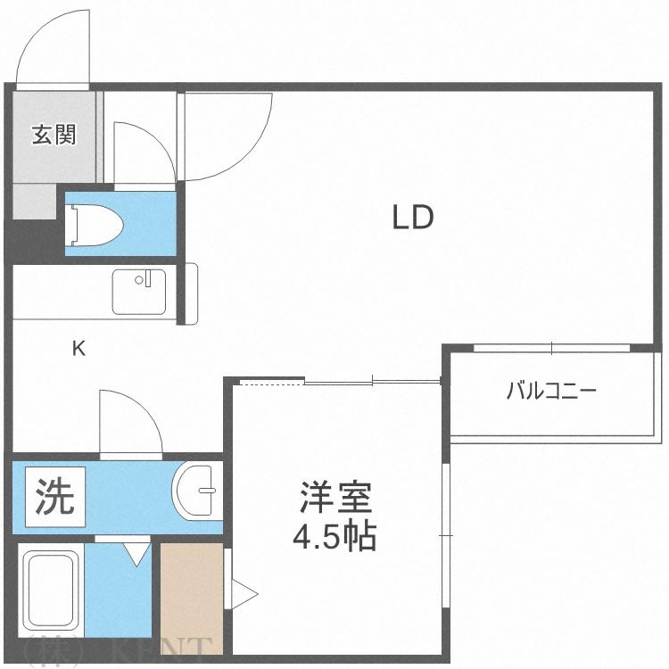 PEERSON西町(1LDK/3階)の間取り写真