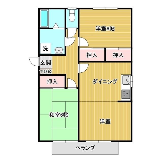 ルミエールS(2LDK/2階)の間取り写真