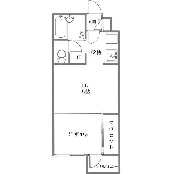 大通パステルハイム(1LDK/3階)の間取り写真