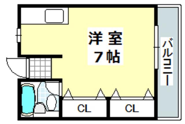 プランドール茨木(ワンルーム/4階)の間取り写真