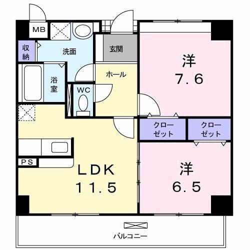 グランデフィオーレ(2LDK/2階)の間取り写真