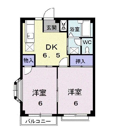 アーバンパレスK(2DK/2階)の間取り写真