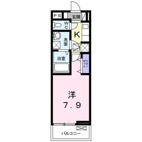ブルーメ桃山(1K/1階)の間取り写真