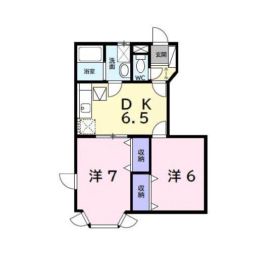 オークビレッジ(2DK/1階)の間取り写真