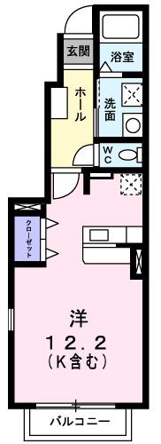 ヴィオラメゾンIII(ワンルーム/1階)の間取り写真