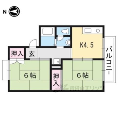 CASADE池尻A棟(2DK/2階)の間取り写真
