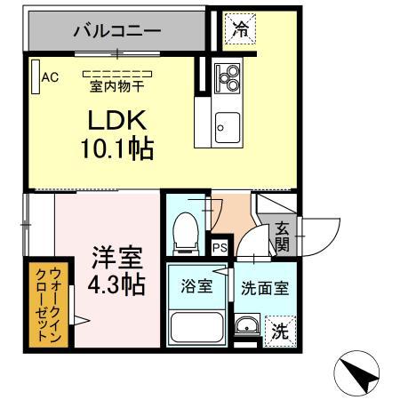コルマール 205(1LDK/2階)の間取り写真