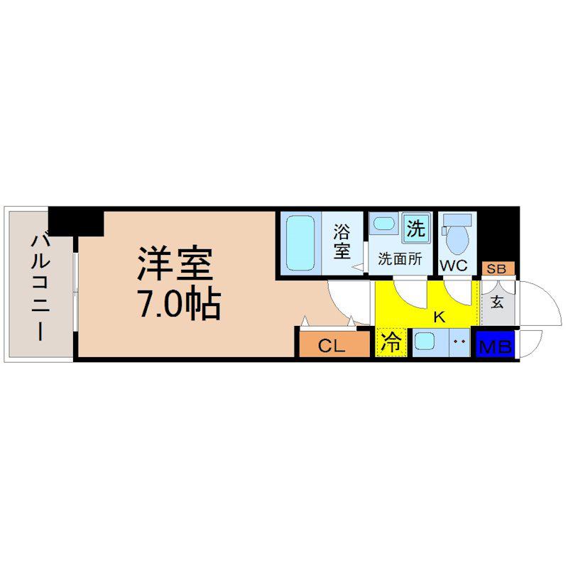 S-RESIDENCE茶屋ヶ坂(1K/5階)の間取り写真