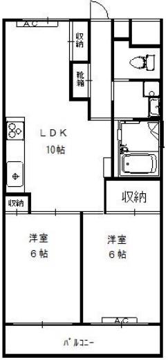 ウエストヒルズ21(2LDK/7階)の間取り写真