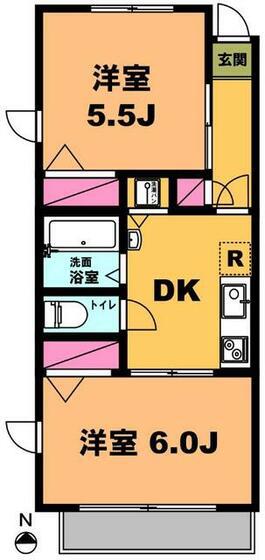 月村マンション2(2DK/3階)の間取り写真