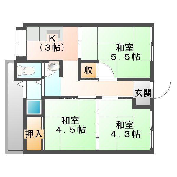コーポ向井(3K/2階)の間取り写真