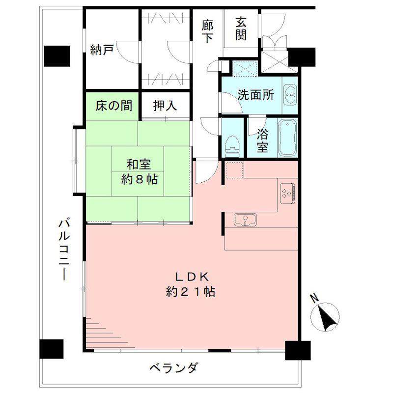 ロンドベル万代(1SLDK/8階)の間取り写真