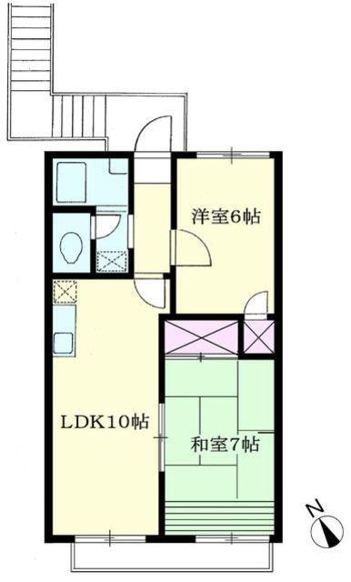 野崎ハウス(2LDK/2階)の間取り写真